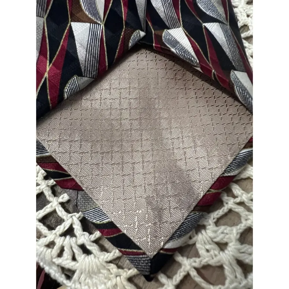 Vintage Pierre Balmain‎ Couture black white red grey tie silk